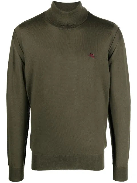 ETRO logo-embroidered roll-neck jumper