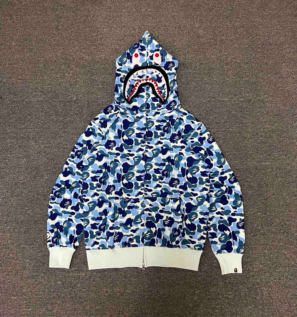 BAPE ABC Camo Shark Full-Zip Hoodie — Green / Pink / Blue