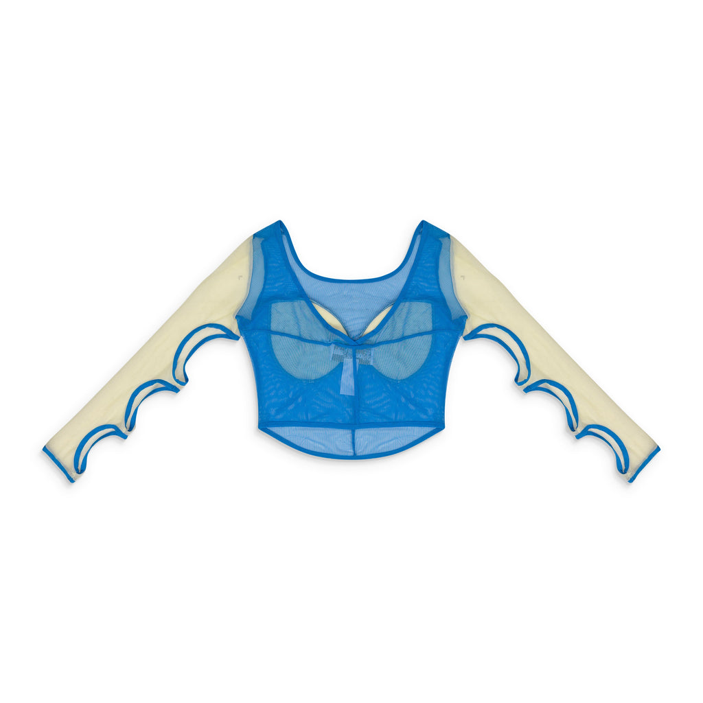 Blue Scalloped No Time Left Top