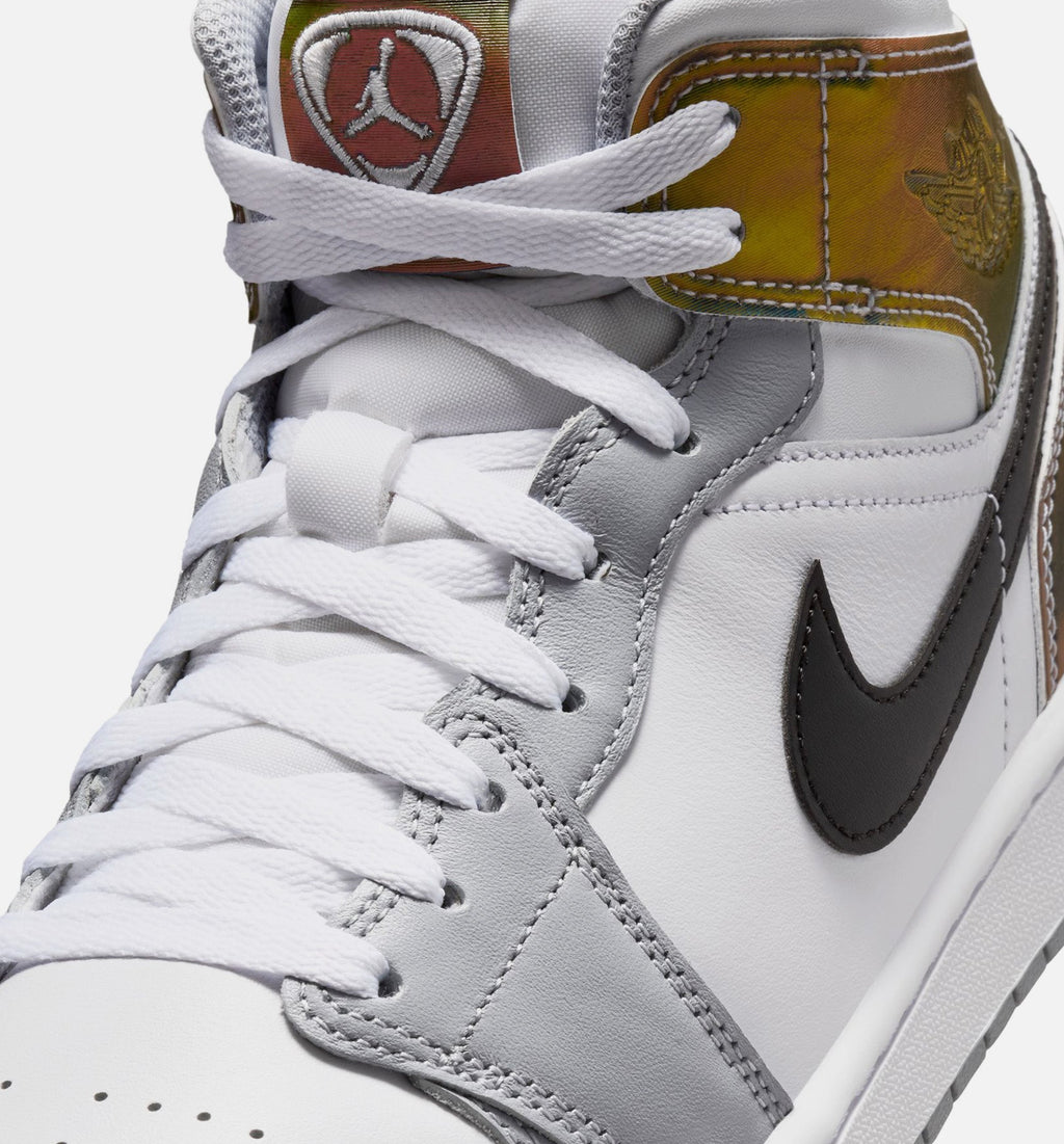 Air Jordan 1 Mid SE Men's Lifestyle Sneakers - Black/White/Wolf Grey