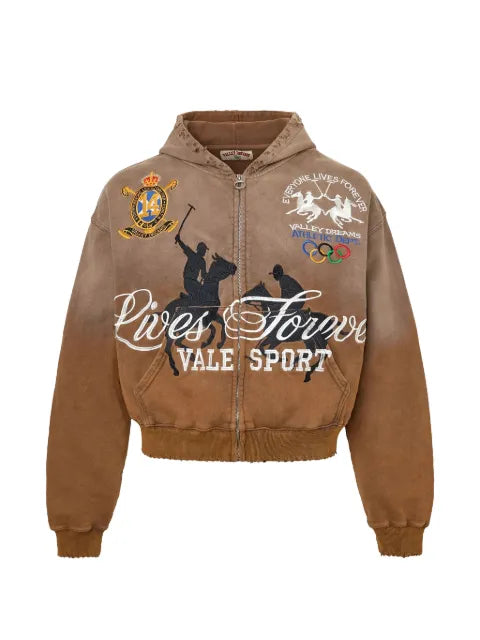 Vale Valderbilt zip-up embroidered hoodie