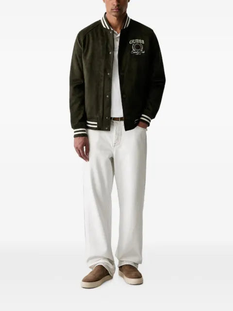 GUESS USA logo-embroidered bomber jacket