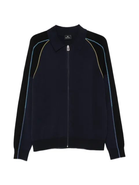 Paul Smith stripe-trim zip-up polo sweater