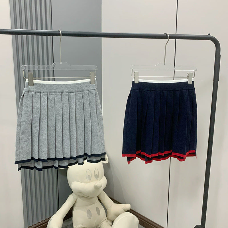 Thom Browne Women's Contrast Hem Wool Short Skirt