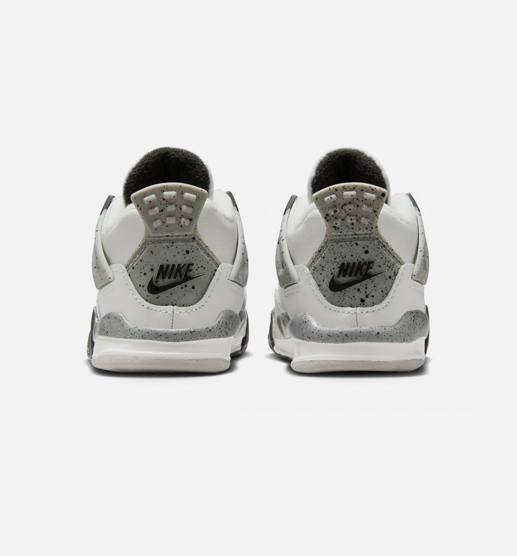 Air Jordan 4 Retro White Cement Infant Sneakers - Summit White/Fire Red/Cement Grey/Black