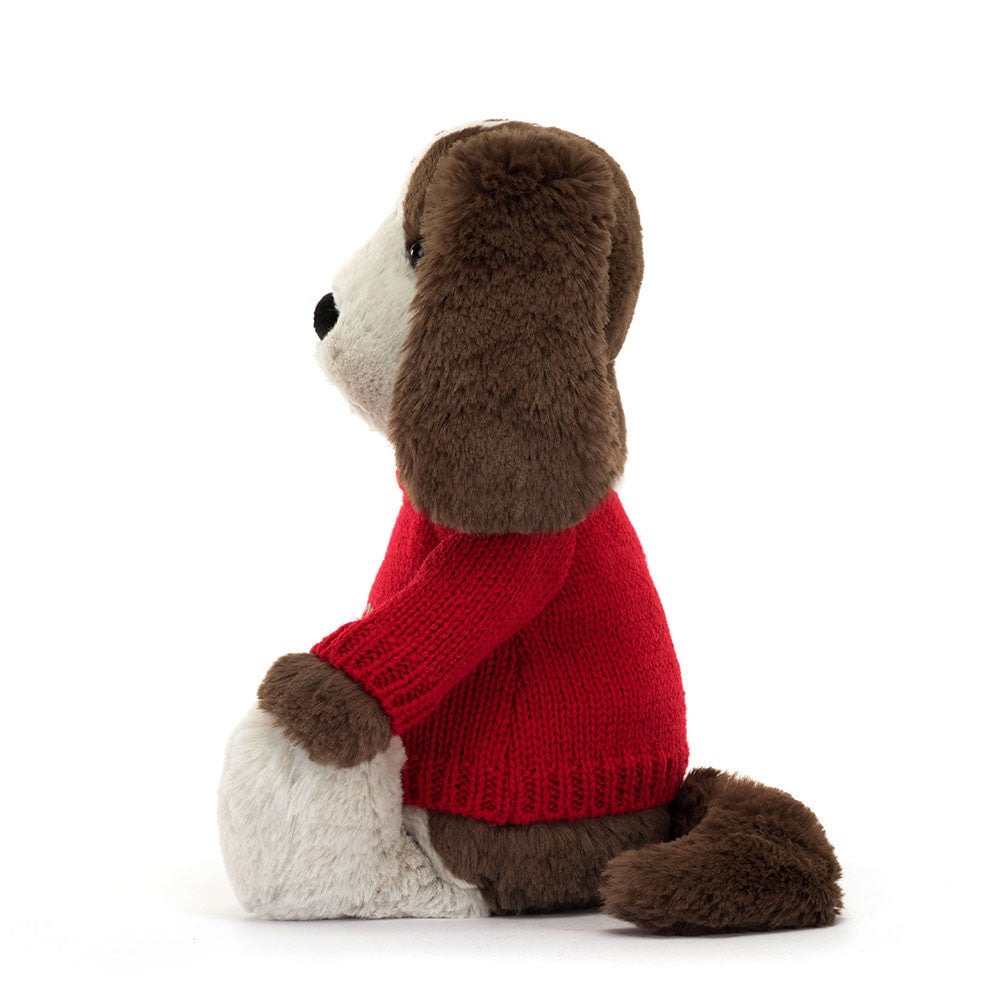 Bashful Fudge Puppy with Personalized Red Jumper
