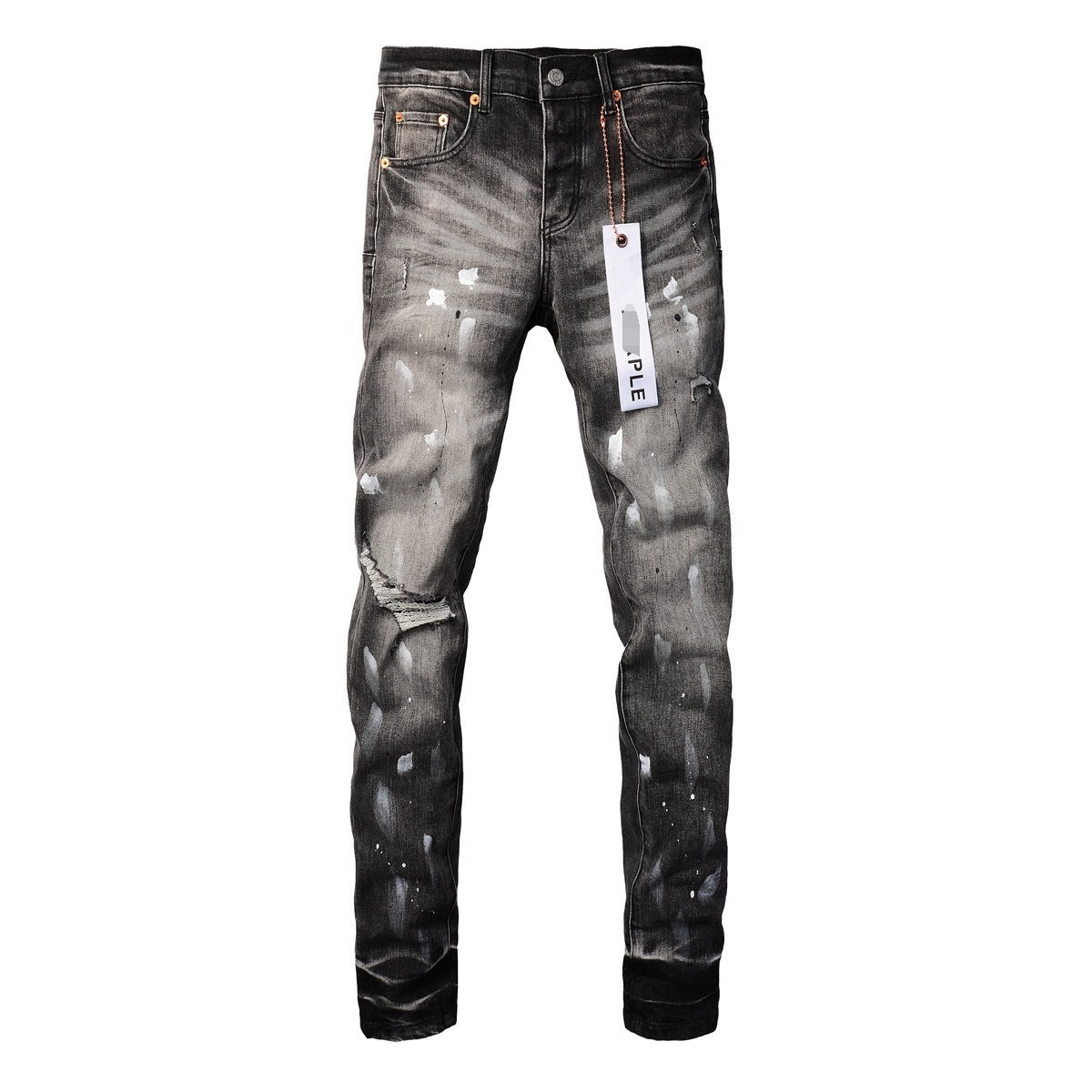 Purple Brand Men Stretch Skinny Ripped Printed Embroidered Denim Jeans