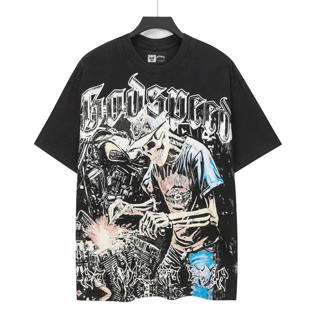 Godspeed No Pain No Gain Washed Black Graphic T-Shirt