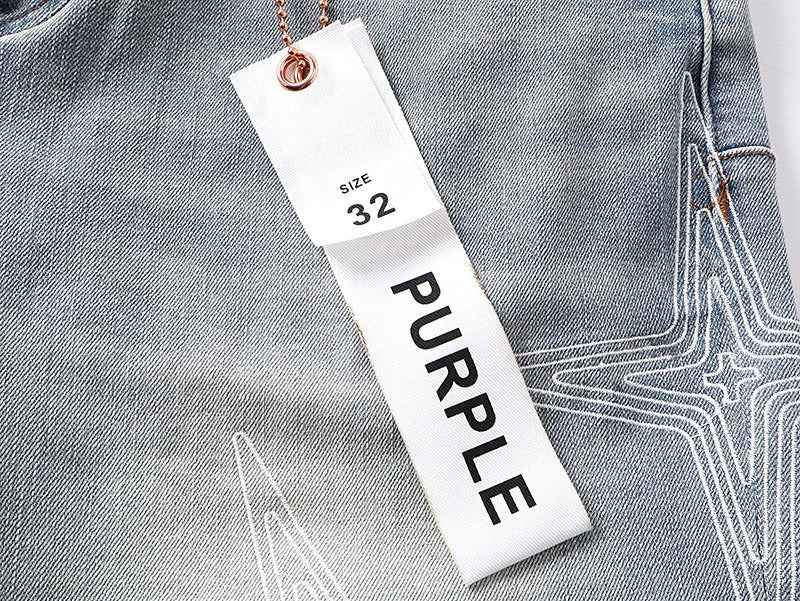 Purple Brand Star Graphic Denim Shorts