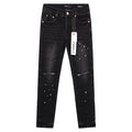Purple Brand P001 Distressed Washed Black Slim Jeans