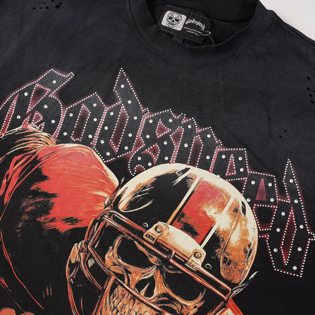 Godspeed 69 Football Skull Graphic T-Shirt