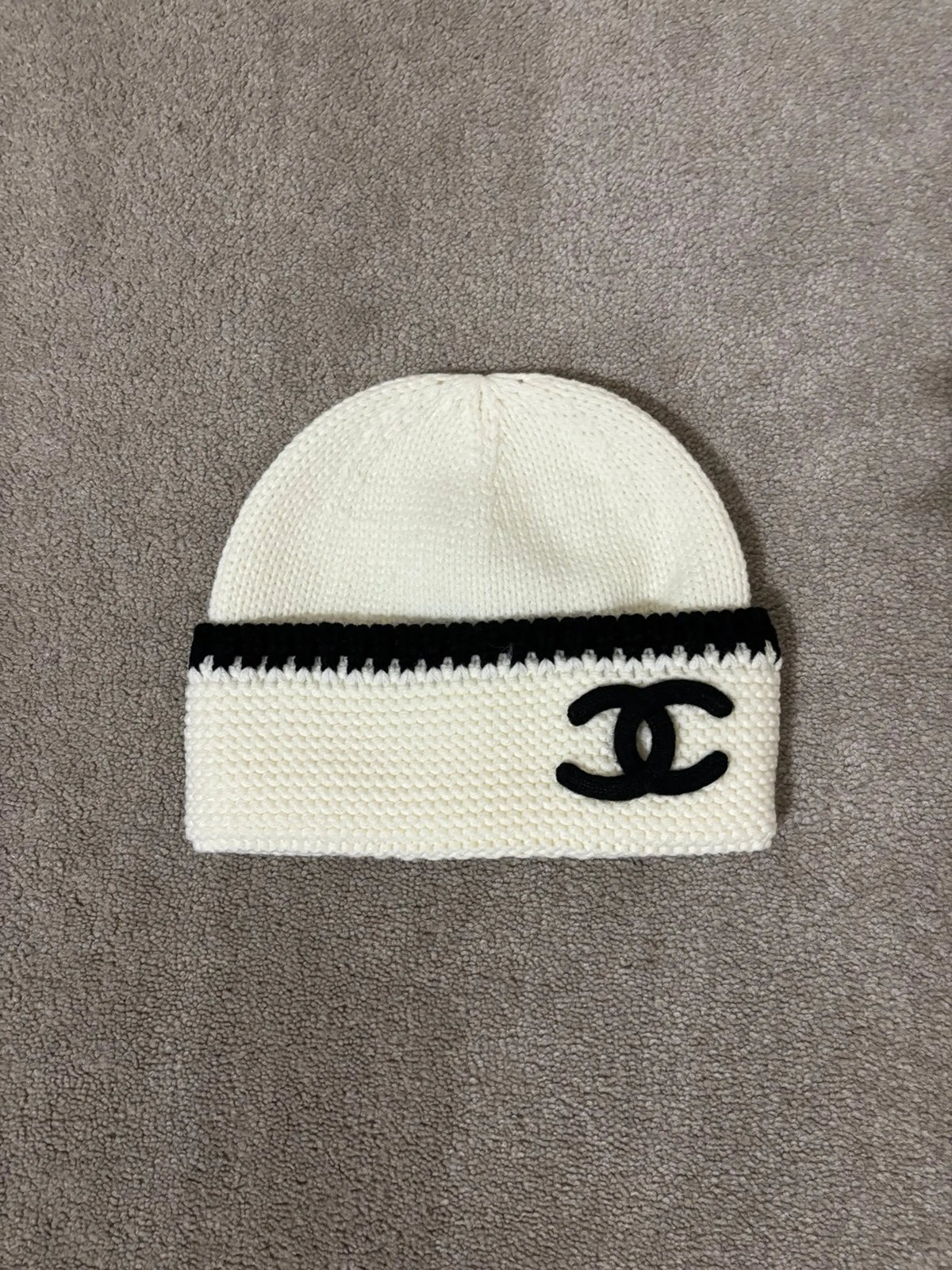 C Beanie White and Black