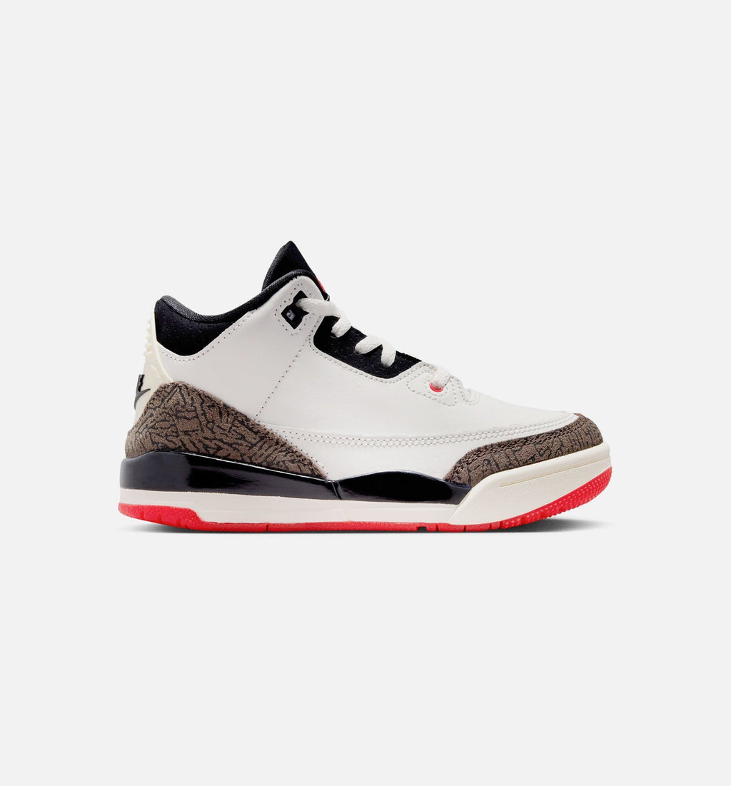 Air Jordan 3 Retro Sail and University Red Preschool Sneakers - Sail / Black / University Red / Pale Ivory