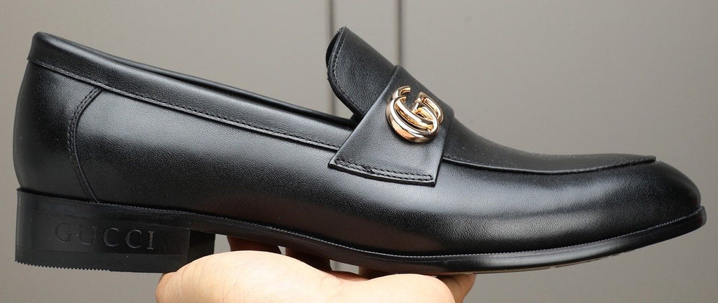 Gucci Black Logo-Hardware Loafers