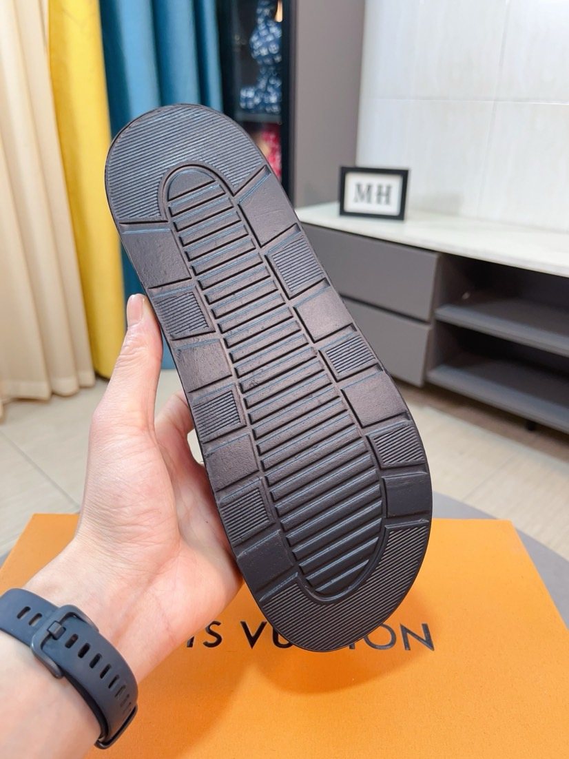 Louis Vuitton Men's Brown Monogram Slide Sandals