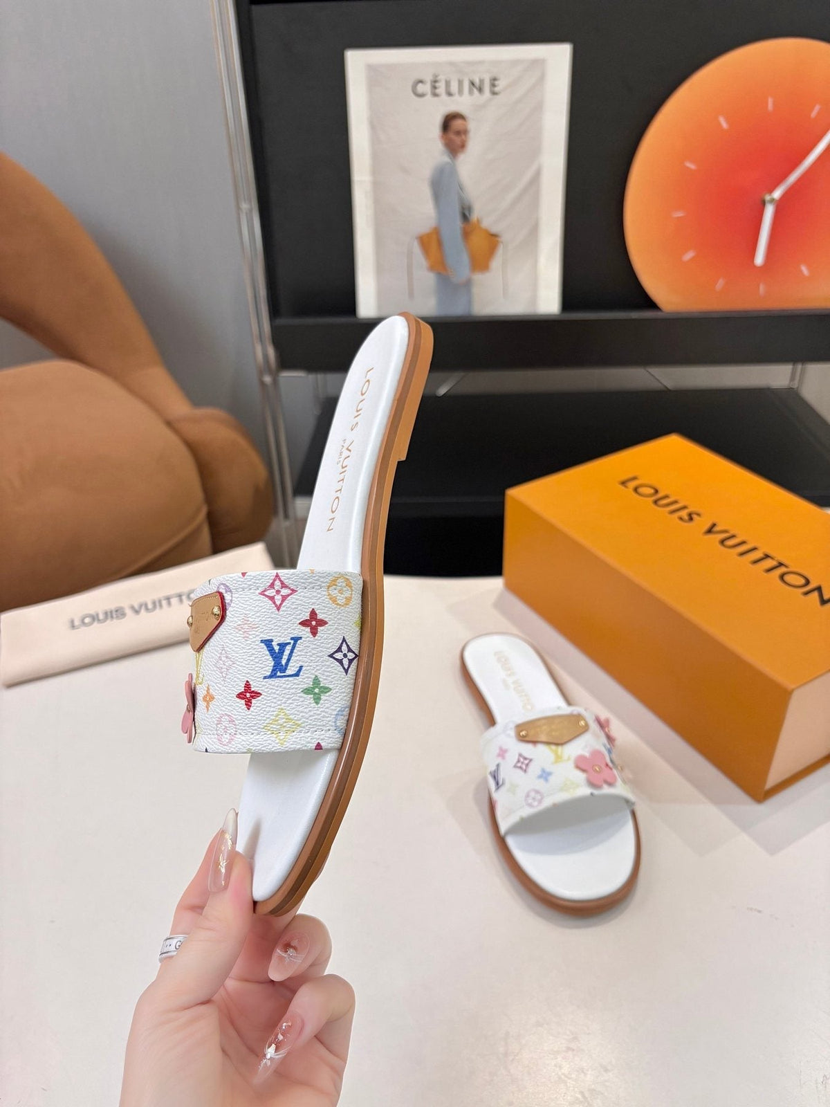 Louis Vuitton Floral Print Slide Sandals