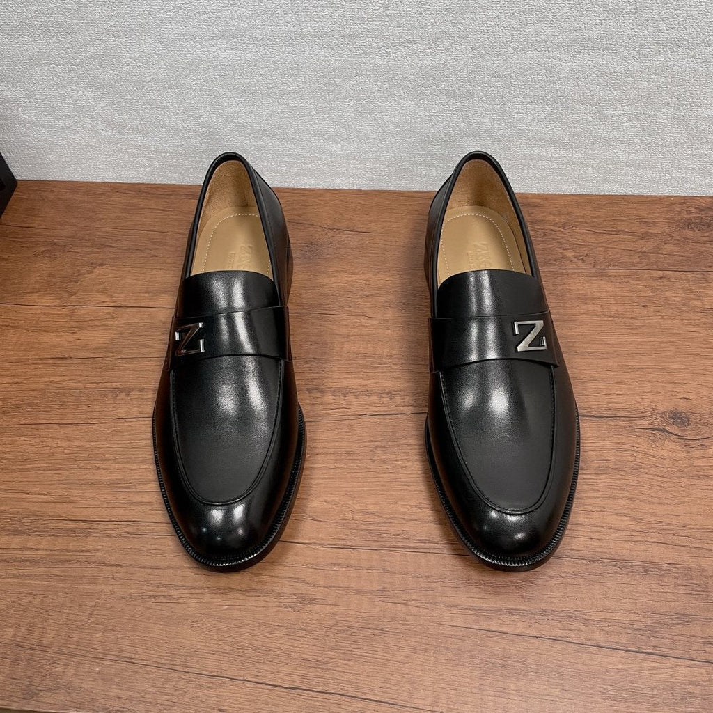 Zegna Men's Black Metal-Accent Loafers