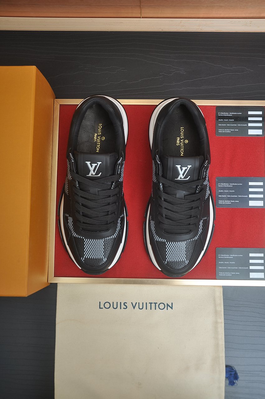 Louis Vuitton Black and Gray Checker Sneakers