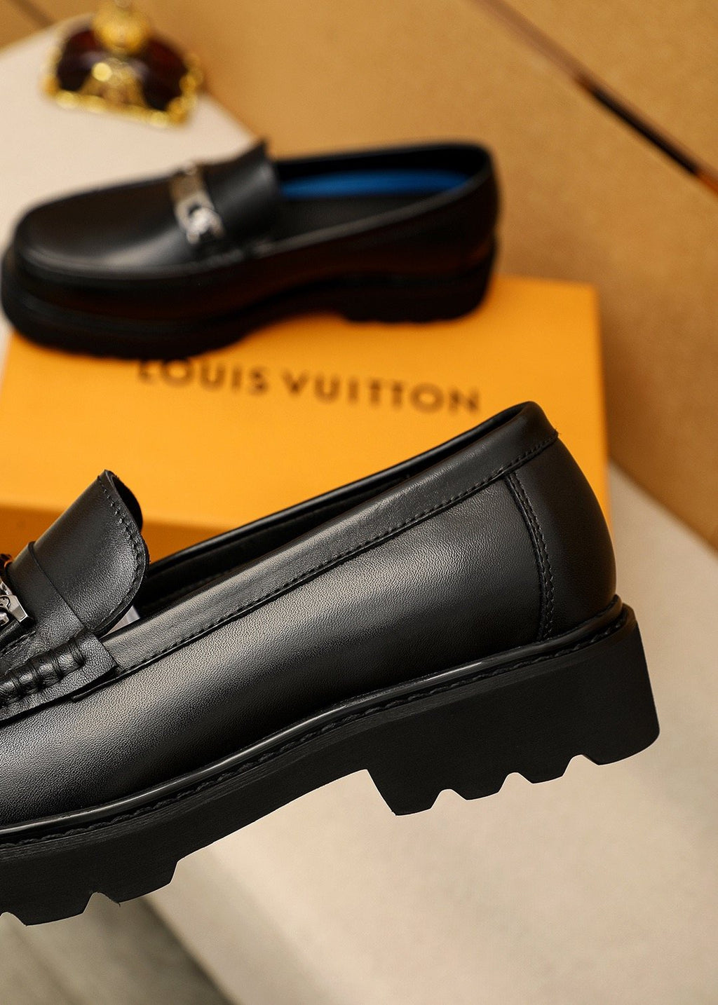 Louis Vuitton Black Metal-Bit Loafers - Rounded Toe