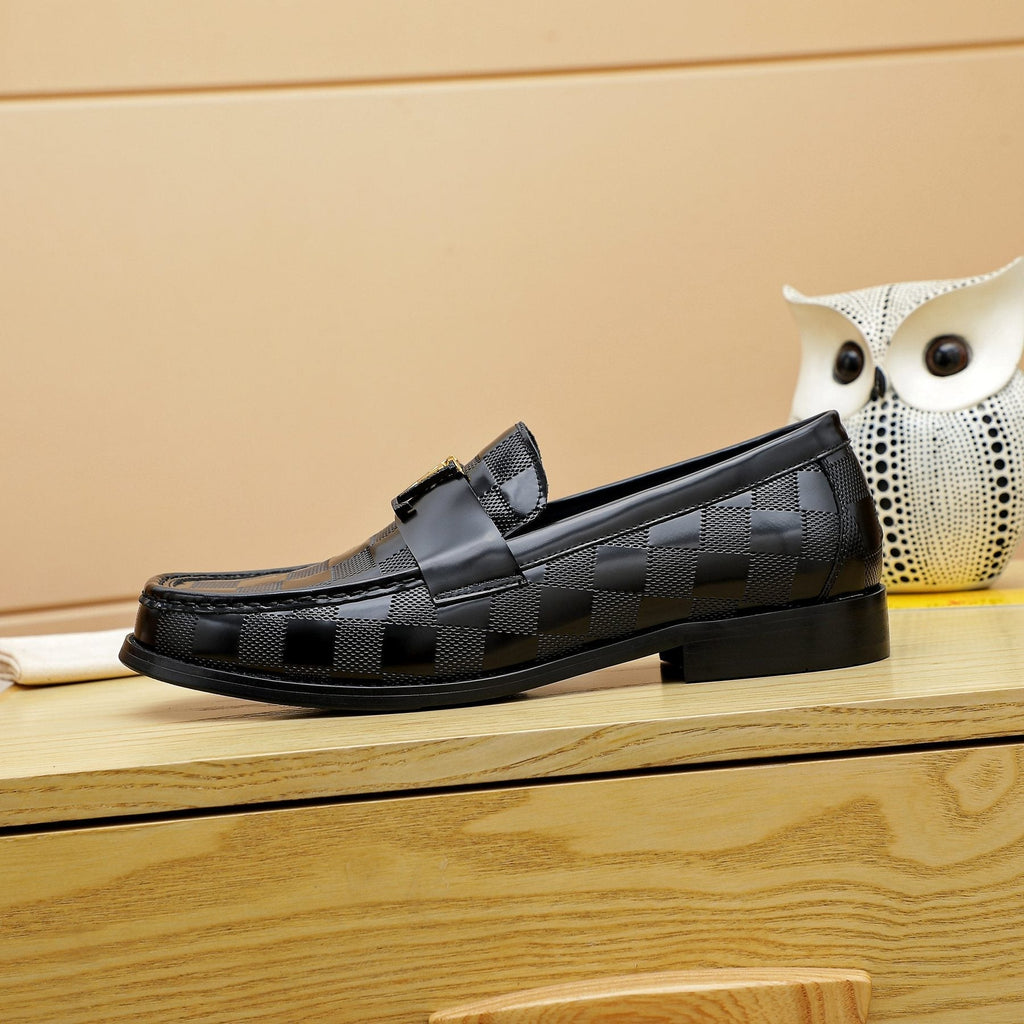 Louis Vuitton Men's Black Woven Leather Loafers