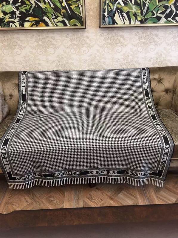Dior Houndstooth Fringe Shawl