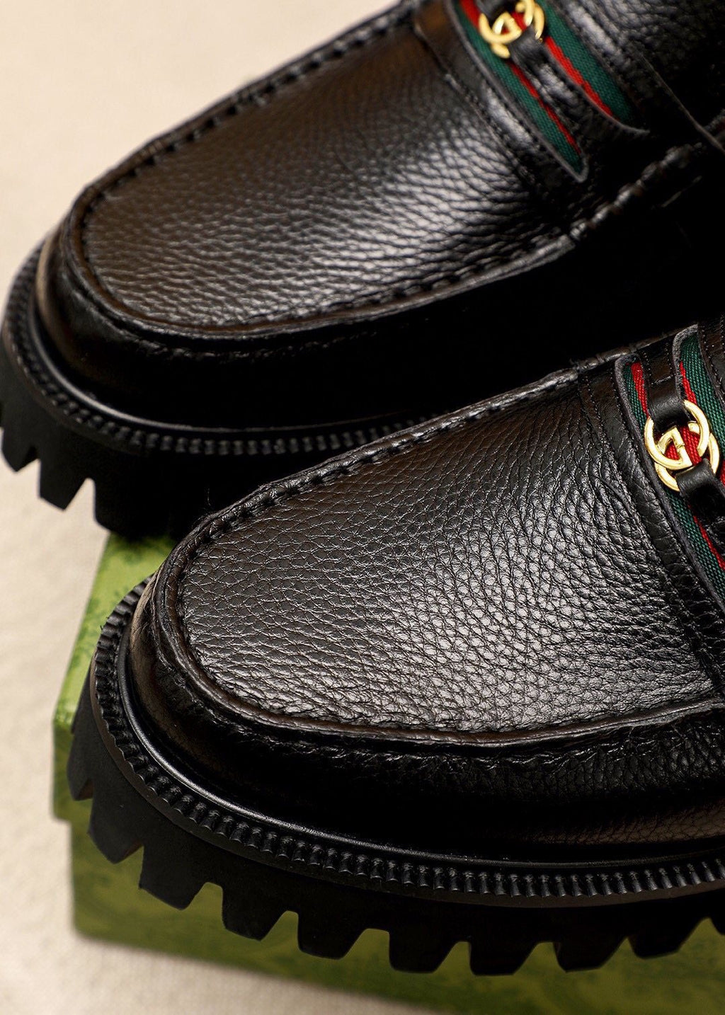 Gucci Black Lug-Sole Loafers