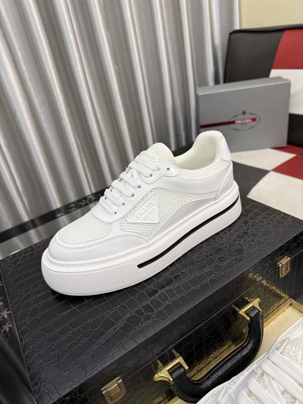 Prada Men's Low-Top Sneakers - Side Stripe