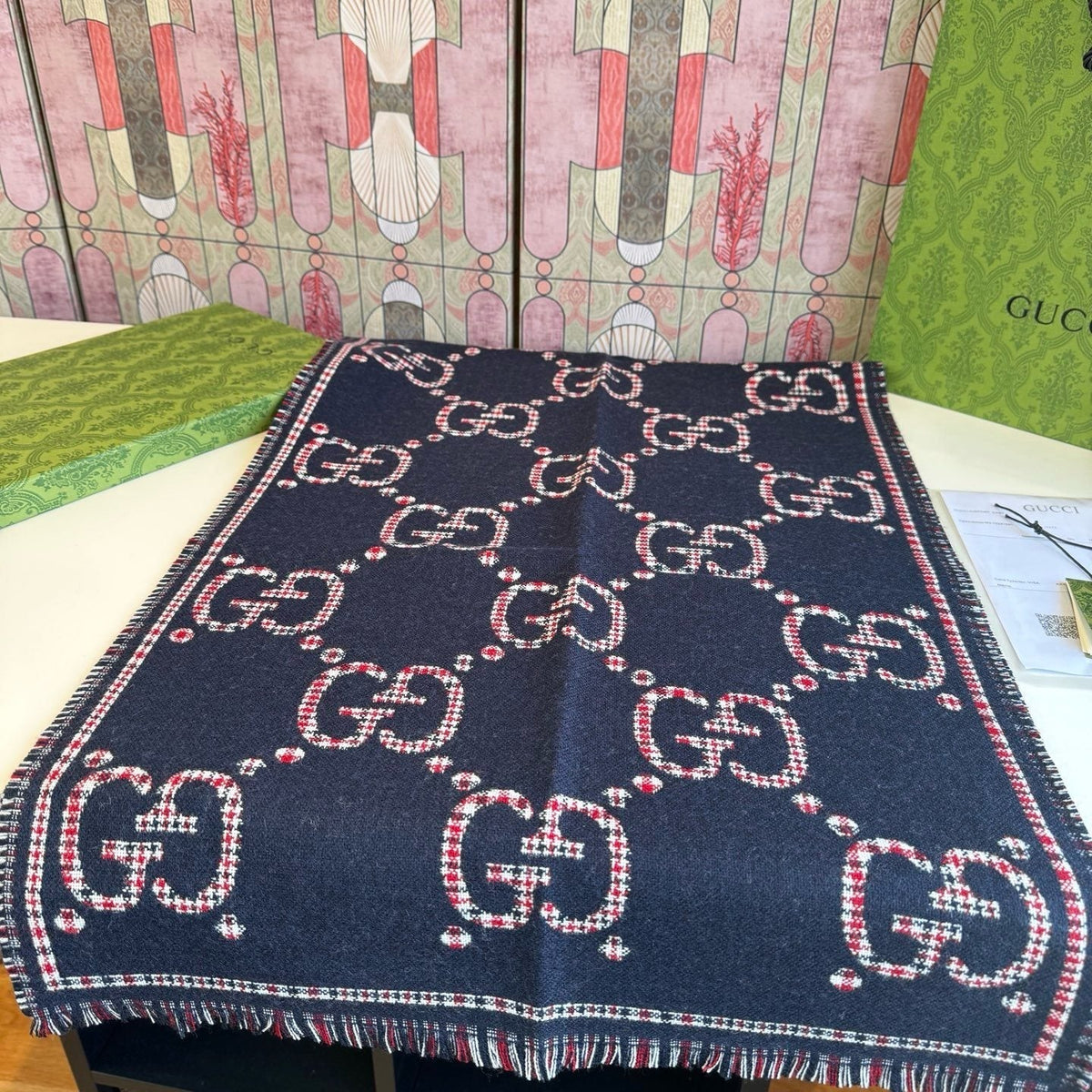 Gucci Fringed Motif Scarf