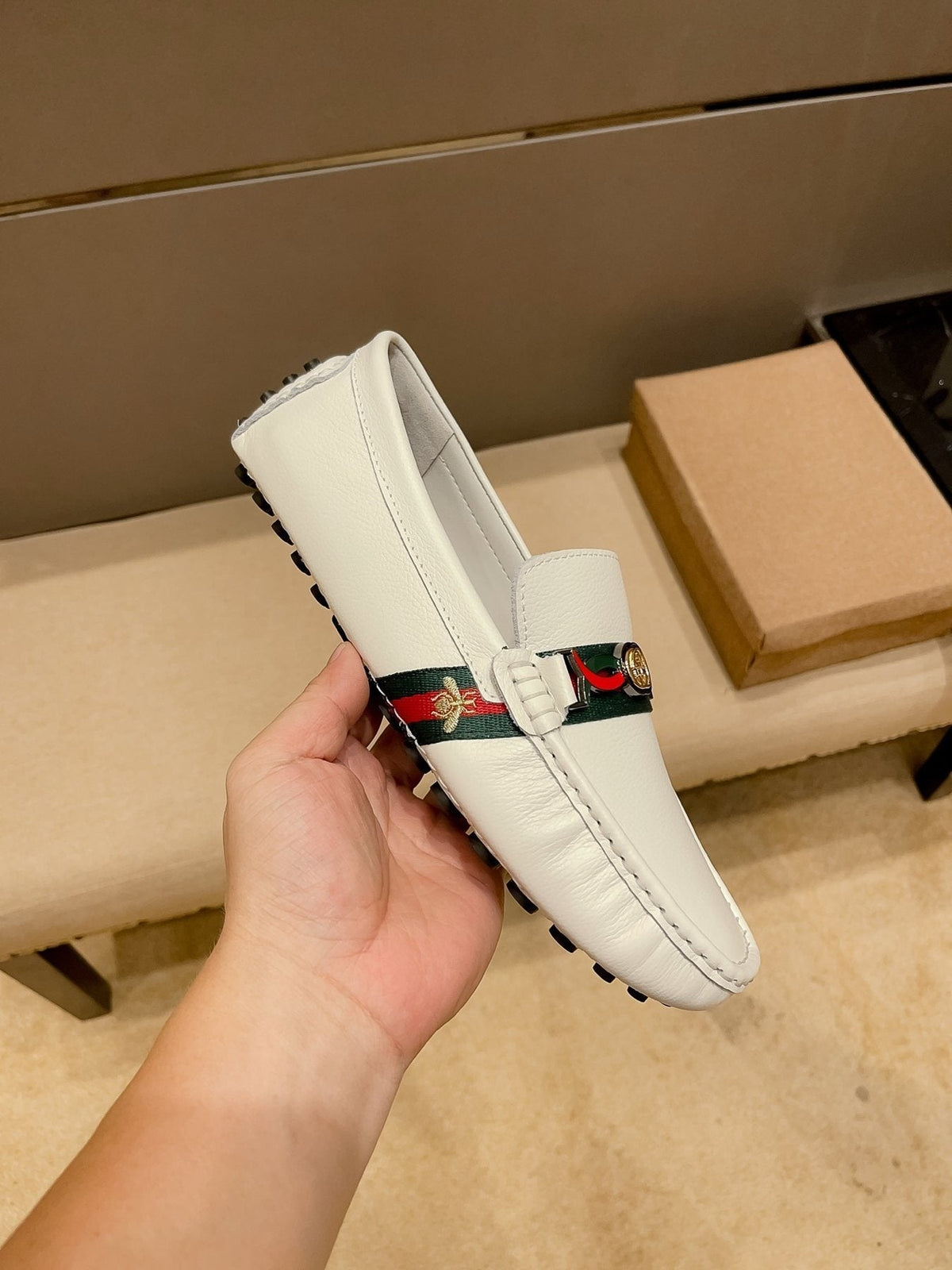 Gucci Web Accent Driving Loafers