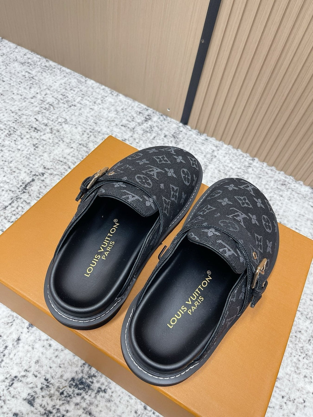 Louis Vuitton Monogram Buckle Clog Sandals