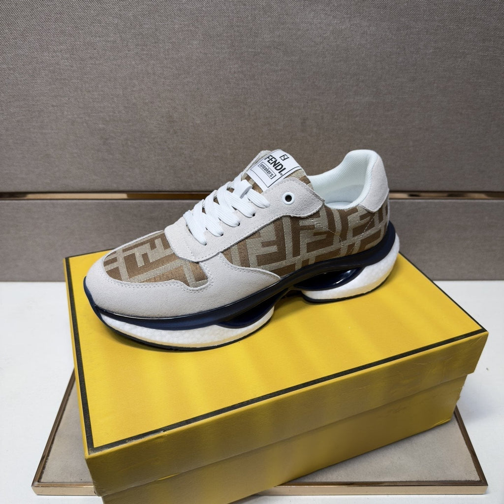 Fendi Men's Monogram Panel Low-Top Sneakers