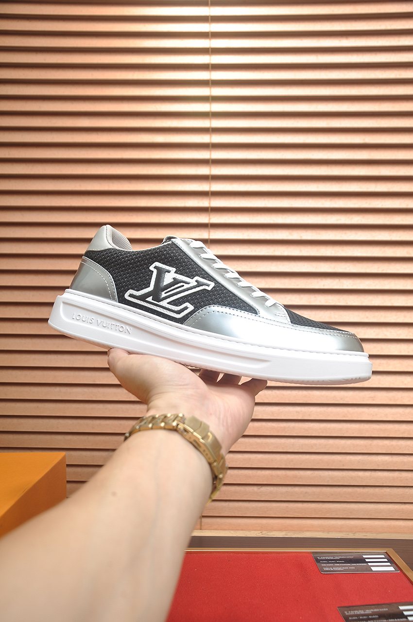 Louis Vuitton Men's Metallic Panel Low-Top Sneakers