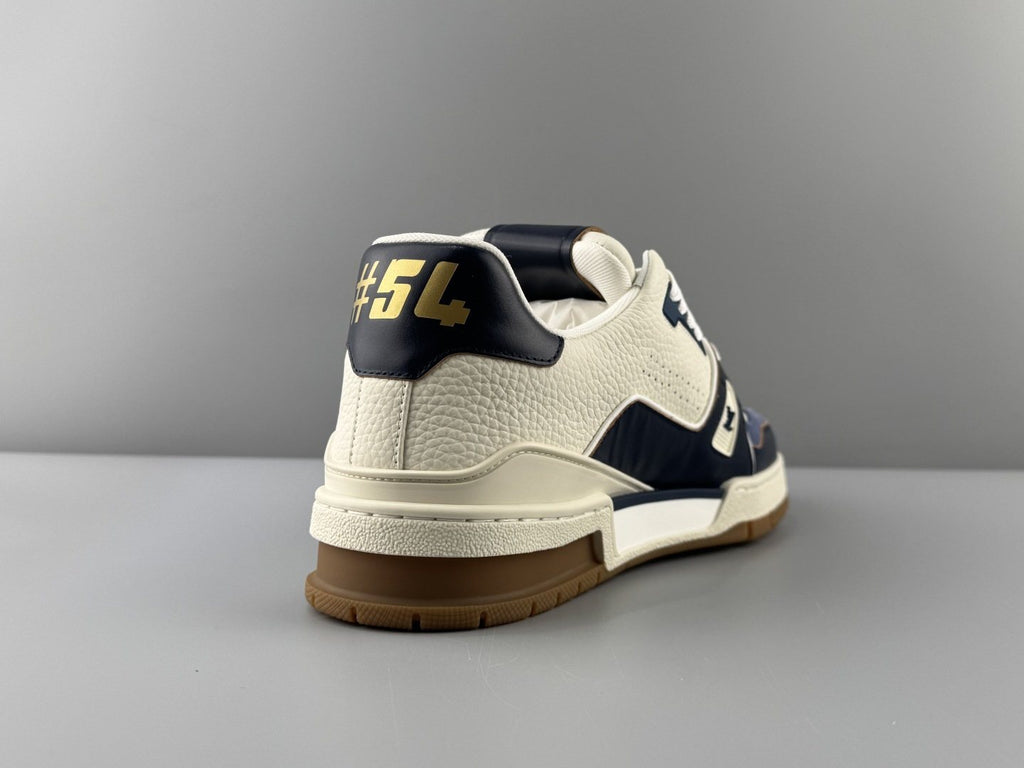 Louis Vuitton White & Navy Low-Top Sneakers