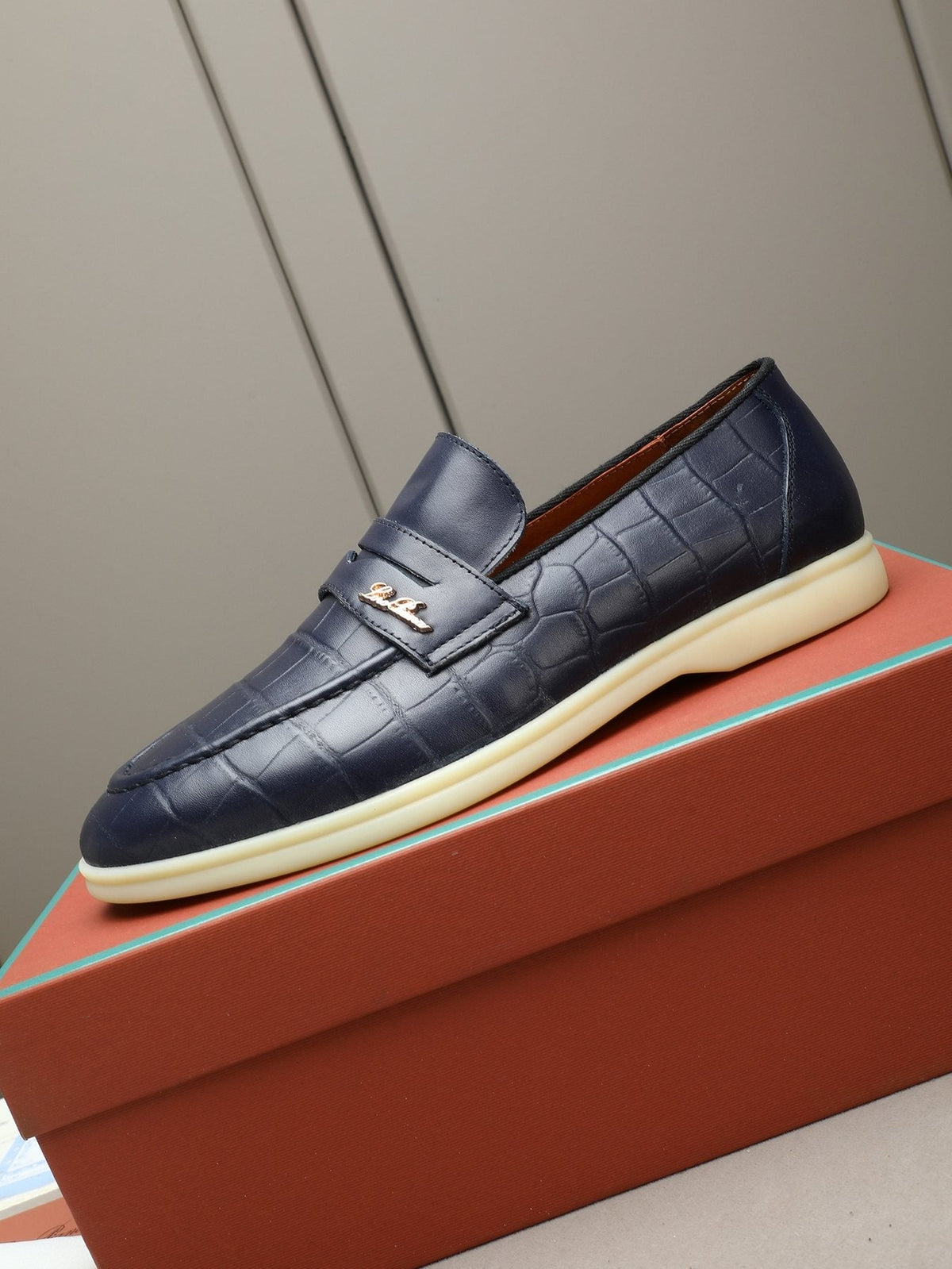 Loro Piana Men's Crocodile-Embossed Loafers