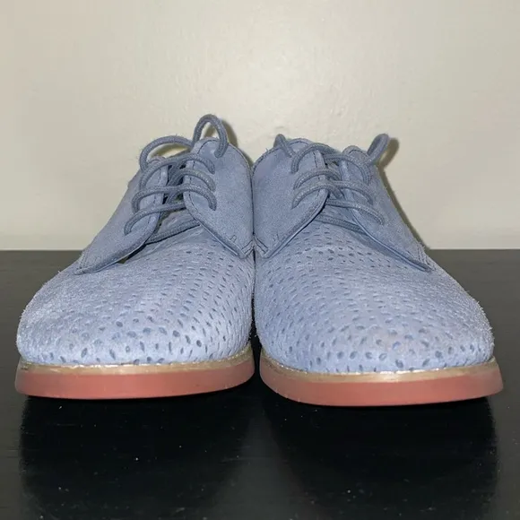 Anthropologie G.H.Bass &amp; Co Ellis Light Blue Perforated Suede Oxford Loafer US 9