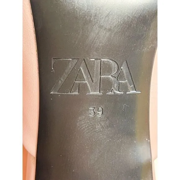 New Zara Light Pink pointy toe Mid-Heel Mules 39