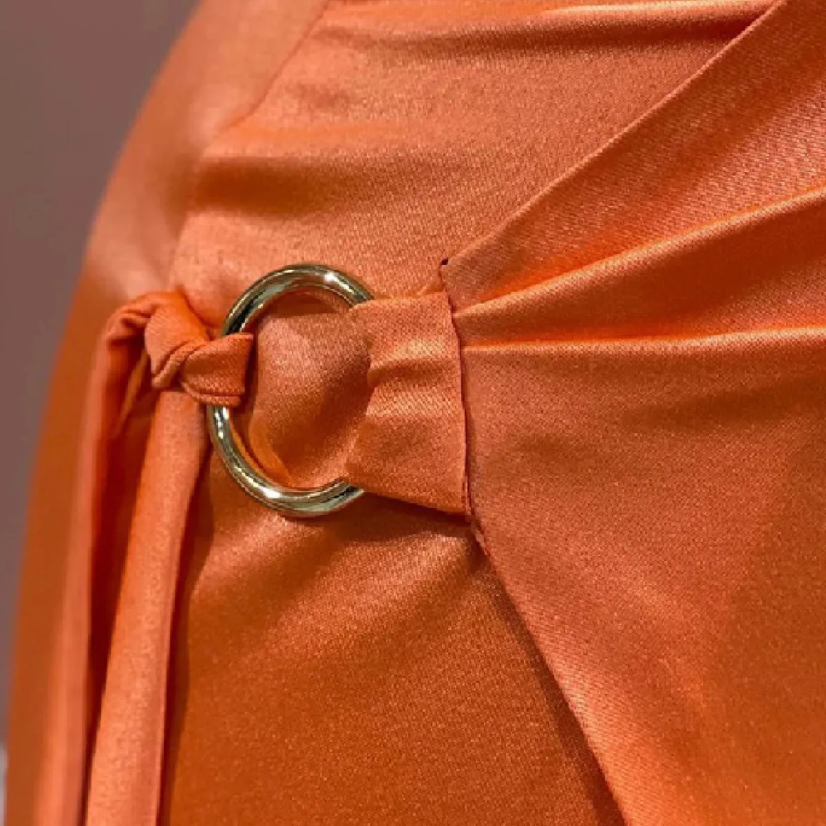 Sexy Satin One Shoulder Side Slit Papaya Long Bridesmaid Dresses Online, BG619