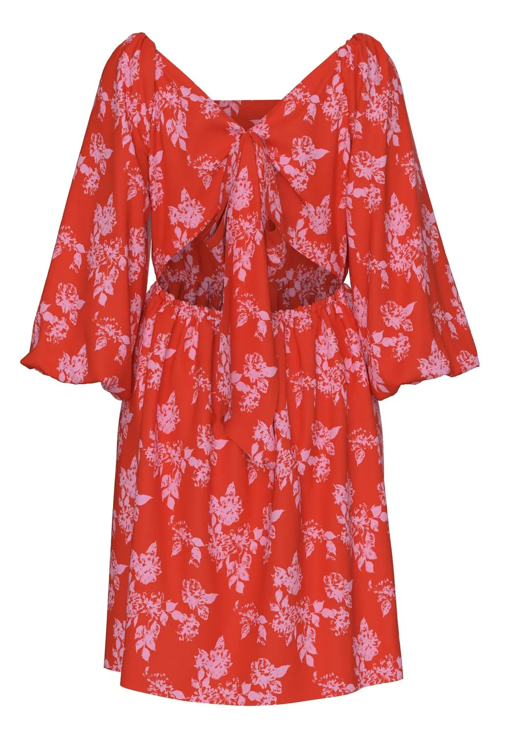 YAS Billie bow mini dress spicy orange